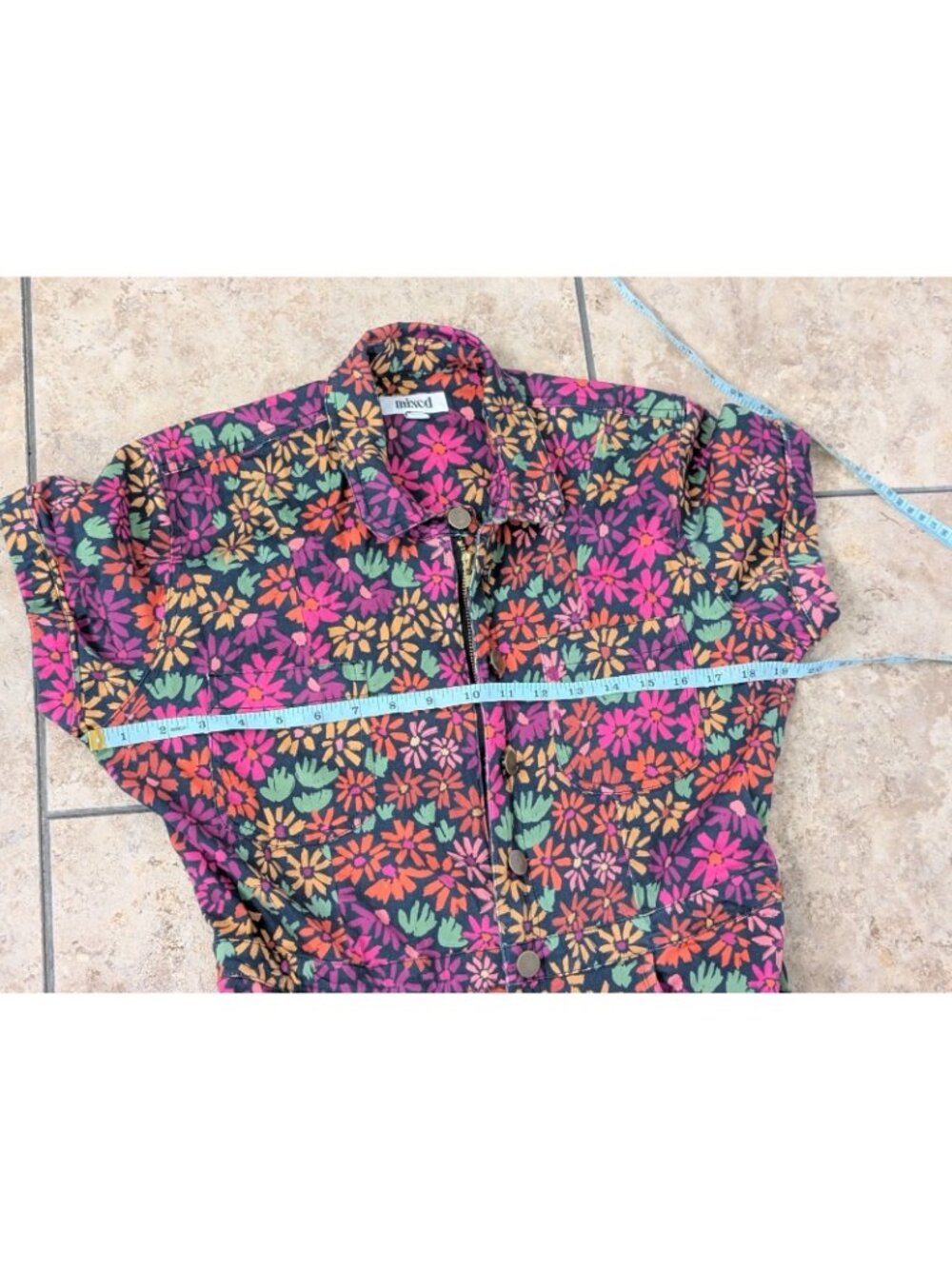 Mixed By Nasrin Hazy Daisy Classic Jumpsuit Full Zip Size L Maximalists - Picture 7 of 9